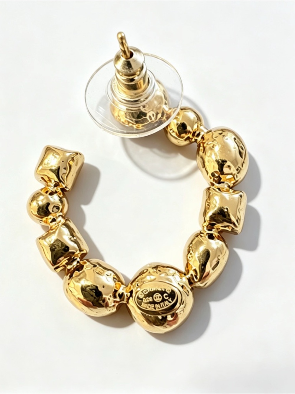 Elegant Gold-Tone Multicolor Crystal Hoop Earrings with Pearls - Picture 4 of 6